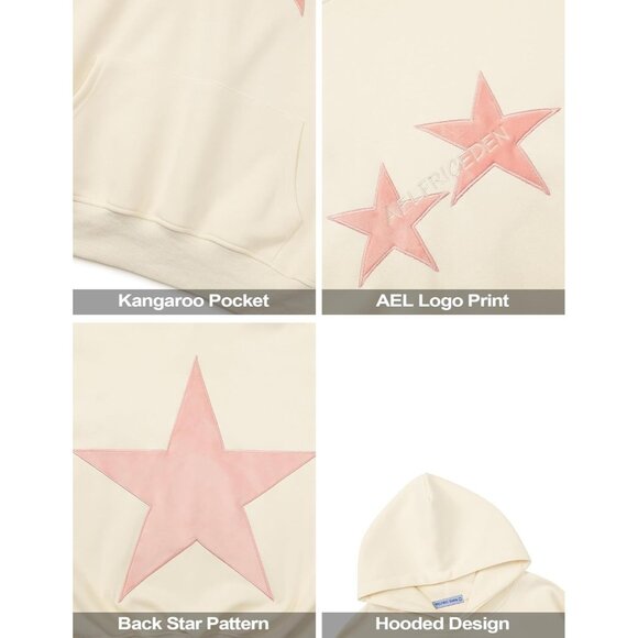 Eden Apricot Hoodies Y2k Oversized Graphic Hoodies Aesthetic Sweat shirt - Picture 5 of 5